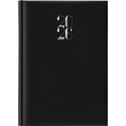 Agenda 2026 giornaliera quadretti gommato 14,5x20,5 cm nero 26-064200406C